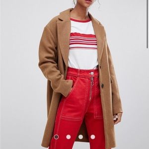 Pull&Bear button front coat in tan
